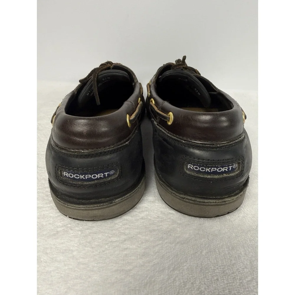 Rockport Brown Leather Boat‎ Shoes Lace-Up Moc Toe Comfort Men's 8.5 W